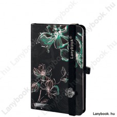 Sparkling Flowers fekete/zöld A/6 jegyzetfüzet, sima