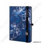 Sparkling Flowers kék/fekete A/5 jegyzetfüzet, sima