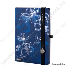 Sparkling Flowers kék/fekete A/5 jegyzetfüzet, sima