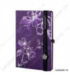 Sparkling Flowers viola/fekete A/5 jegyzetfüzet, sima