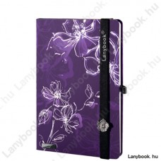 Sparkling Flowers viola/fekete A/5 jegyzetfüzet, vonalas