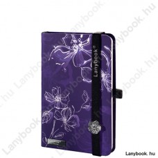 Sparkling Flowers viola/fekete A/6 jegyzetfüzet, sima