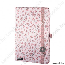 Romantic Flowers  fehér/rózsaszín-szürke A/5 jegyzetfüzet, sima